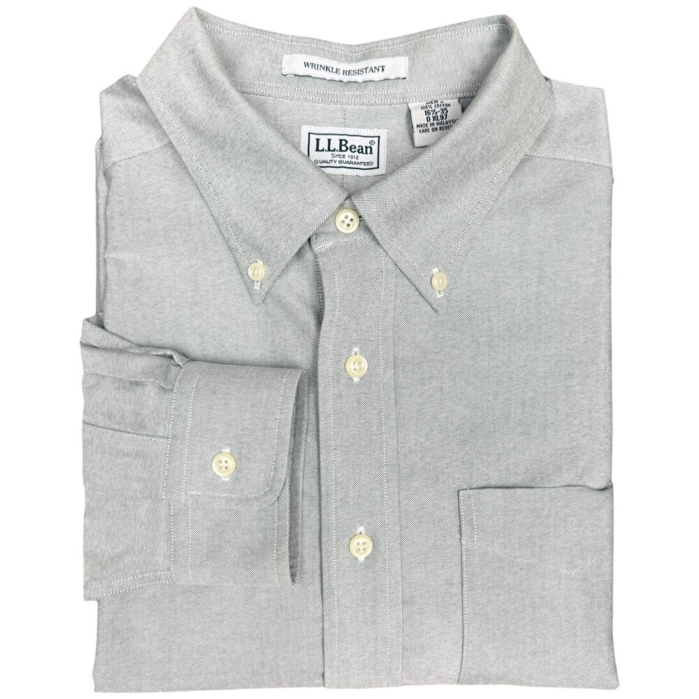 EUC Men's L.L. BEAN Wrinkle Resistant Long Sleeve‎ Oxford Sage | Size 16.5-35